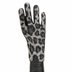 Women Fitted Glove Black Gray Leopard Pattern Warm Winter Outerwear NWT